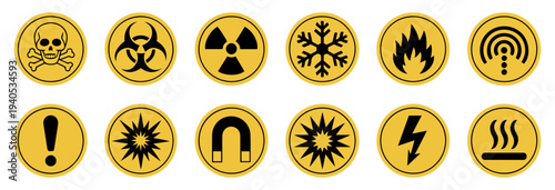 safety hazard icons toxic biohazard vector