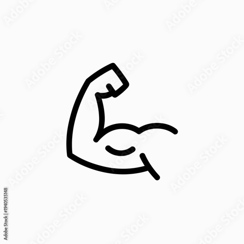 Strong Human Bicep Flexing Muscle Icon Vector Symbol for Fitness Gym and Bodybuilding Strength
