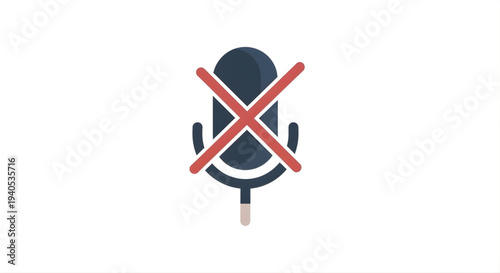 Digital symbol for a disabled microphone, indicating audio silence or a muted status in various communication platforms and virtual collaboration tools