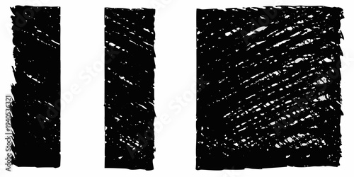 Abstract black vertical strokes on a stark white background