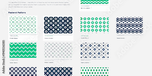 Variety of geometric patterns displayed on a webpage with color schemes