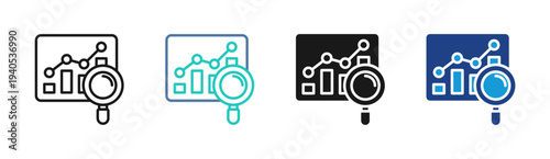 Data Analysis icon set multiple style collection