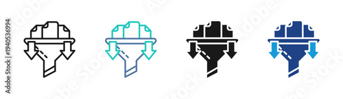Data Funnel icon set multiple style collection