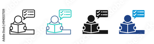 Reading Survey icon set multiple style collection