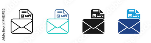Survey Mail icon set multiple style collection