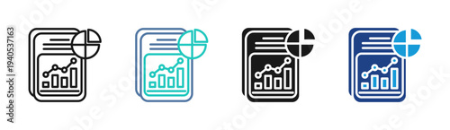 Data Report icon set multiple style collection