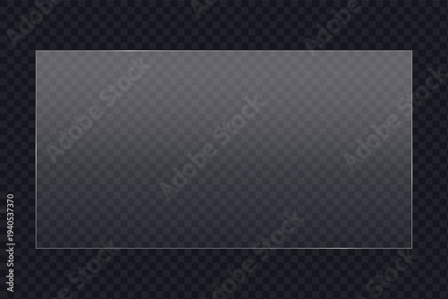 Realistic transparent glass plate for information display, rectangular glossy board with polished edges, vector illustration for modern business design vector.