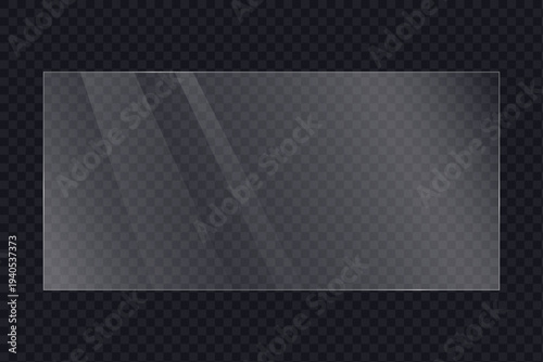 Frosted transparent glass panel with subtle light streaks and reflections, ideal for backgrounds or UI elements. Clean design vector.
