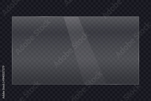 Frosted glass surface with light reflections and shadows, useful for overlays and design elements. Realistic transparent window effect vector.