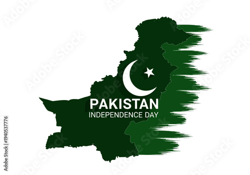 Pakistan independence day map with flag elements