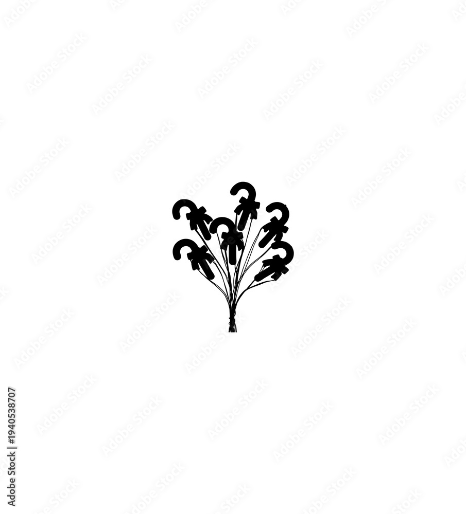 Obraz premium Black Silhouette Candy Cane Bouquet with Bows