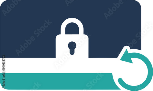 Security lock icon and refresh arrow for data protection