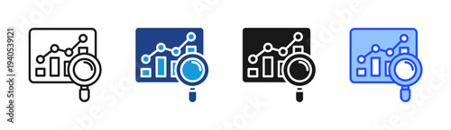 Data Analysis icon set multiple style collection