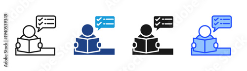 Reading Survey icon set multiple style collection