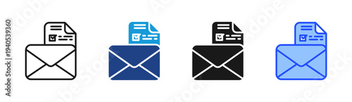 Survey Mail icon set multiple style collection
