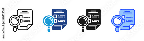 Report Review icon set multiple style collection