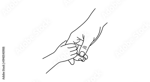 Simple line drawing of two hands holding each other in a gesture of support and solidarity.
