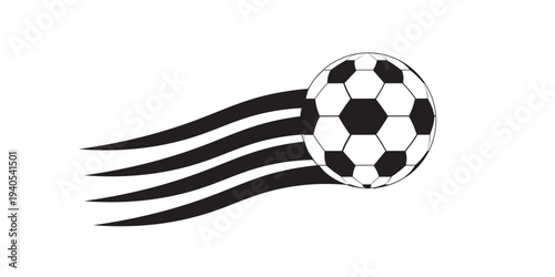 Flying soccer ball with motion trail vector illustration
