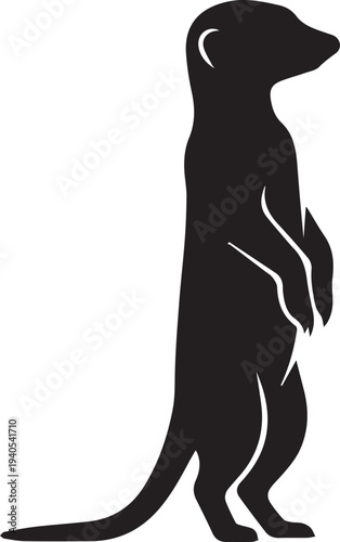 Curious Standing Meerkat Suricate Profile Vector Silhouettes