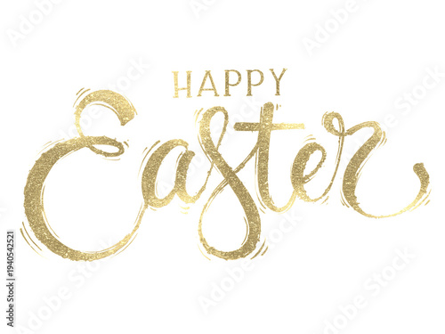 Hand drawn happy Easter calligraphy and brush pen lettering. Text calligraphy design for holiday greeting card and for photo overlays, t-shirt print, flyer, poster design