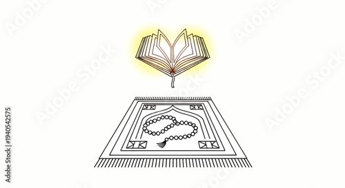 Celebrating Eid Mubarak and Happy Eid al-Fitr 2026 with Prayer Mat and Quran Illustration