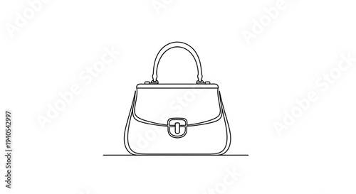 Simple line drawing of a women's handbag with a handle and clasp.