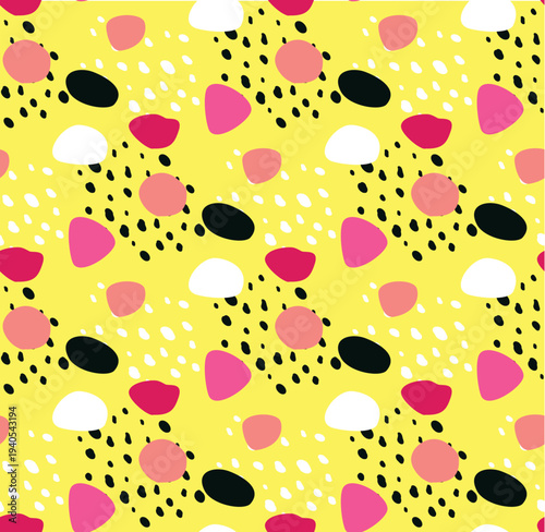 Hand drawn abstract seamless pattern colorful background. Vector.