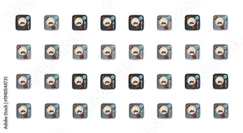 Collection of camera icons arranged in a grid pattern on a white background.