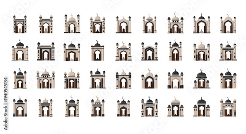 Collection of various architectural door and window designs in a uniform style.