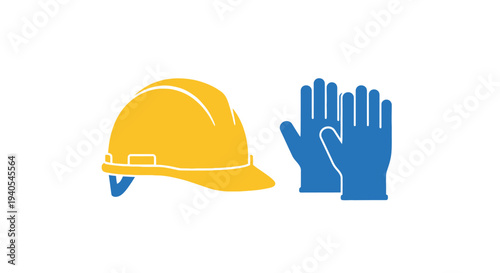 Construction safety equipment icon set.