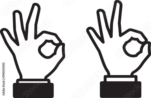 Stunning hand gesture with okay sign in modern black outline style