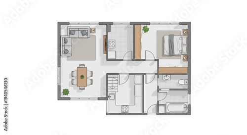 A modern home floor plan design.