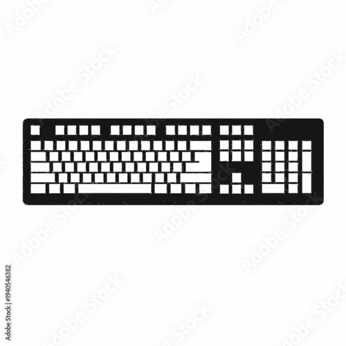 Minimalist Black and White Computer Keyboard Icon with Full Numeric Keypad