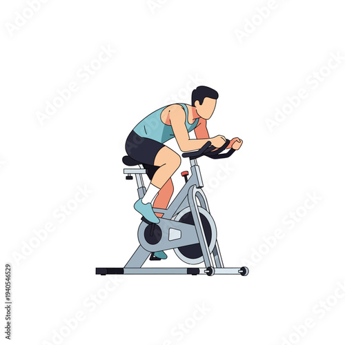 Man Cycling on Stationary Bike for Fitness and Cardio Workout