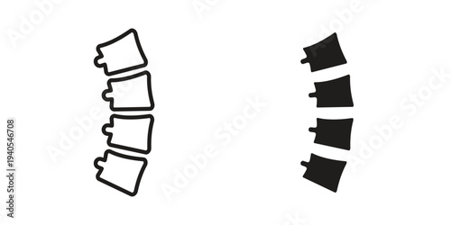 Spine icon in black line style set. logotype designs