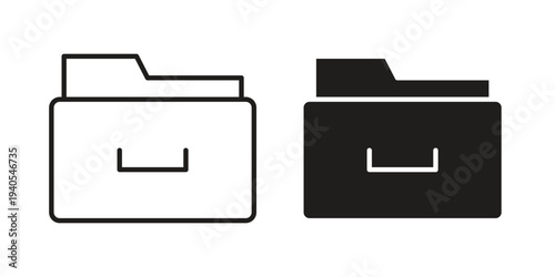 Store files icon in black line style set. logotype designs
