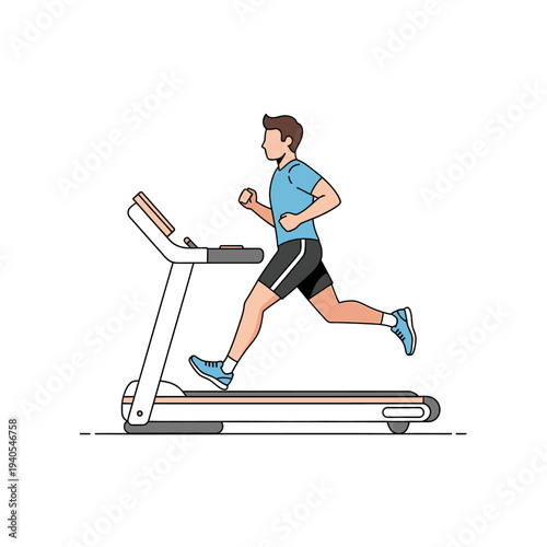Man running on treadmill, fitness workout, healthy lifestyle, cardio exercise