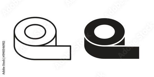 Tape icon in black line style set. logotype designs