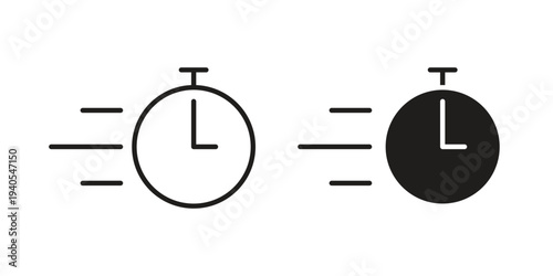 Time fast icon in black line style set. logotype designs
