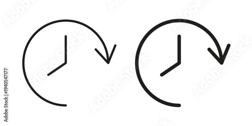 Time forward icon in black line style set. logotype designs