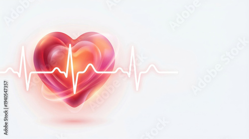Wallpaper Mural Vibrant red heart heartbeat line cardiology concept medical background glowing heart pulse waveform health technology abstract love Torontodigital.ca