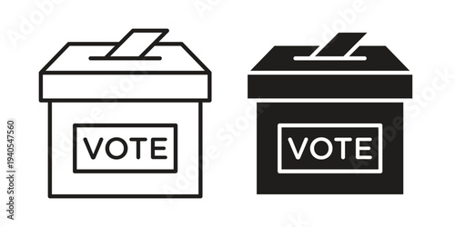 Voting icon in black line style set. logotype designs