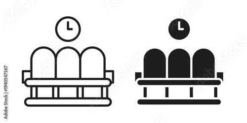 Waiting Room icon in black line style set. logotype designs
