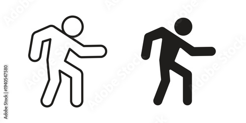 Walk icon in black line style set. logotype designs