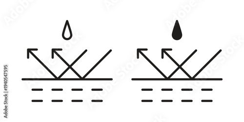 Waterproof icon in black line style set. logotype designs