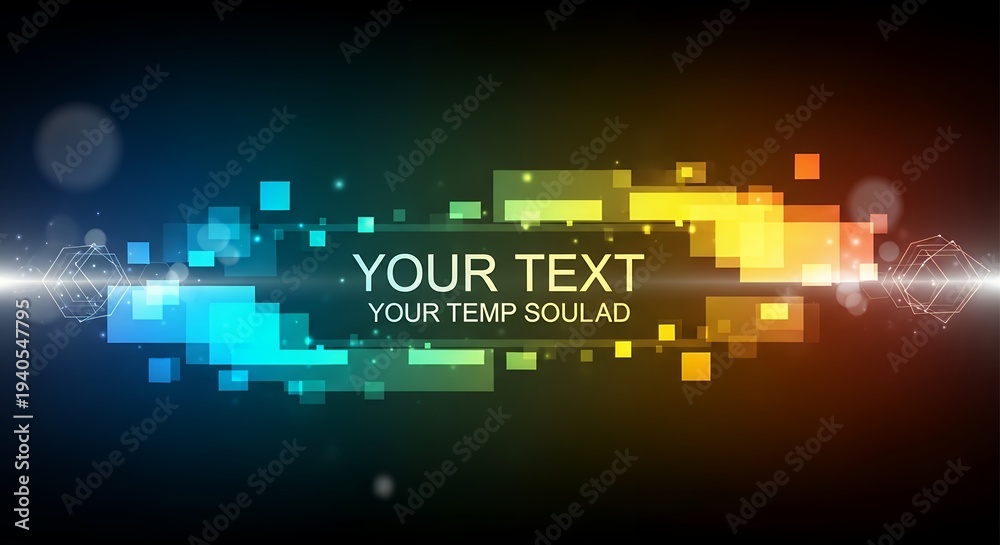 Obraz premium Dynamic colorful geometric shapes create an abstract background for personalized text.