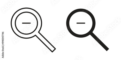 Zoom out icon in black line style set. logotype designs