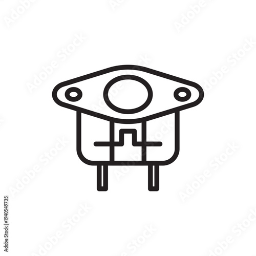 Thermal cutout icon. A specialized temperature-sensitive switch design with a metal mounting flange and symbol. Ideal for electronic circuit schematics, appliance safety diagrams, technical projects.