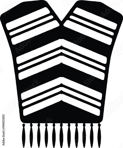 Traditional Andean Poncho Silhouette with Geometric Ethnic Pattern