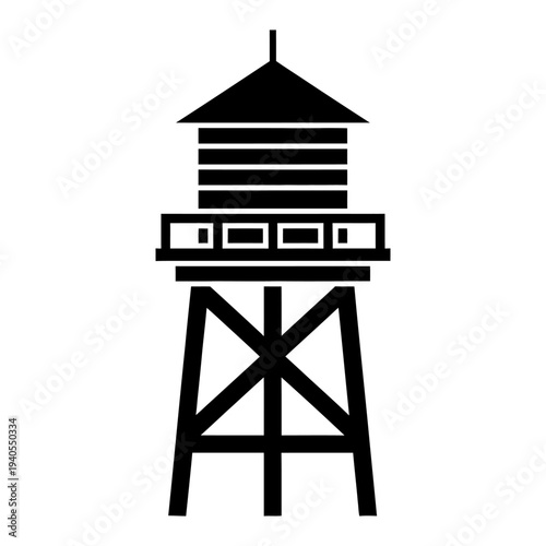 Water Tower Black Silhouette Icon Design Element